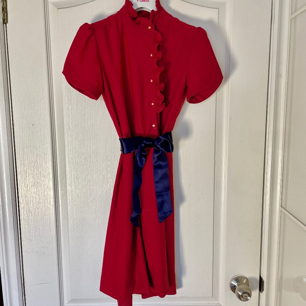 Vintage Puff Sleeve Pinstripe Dress